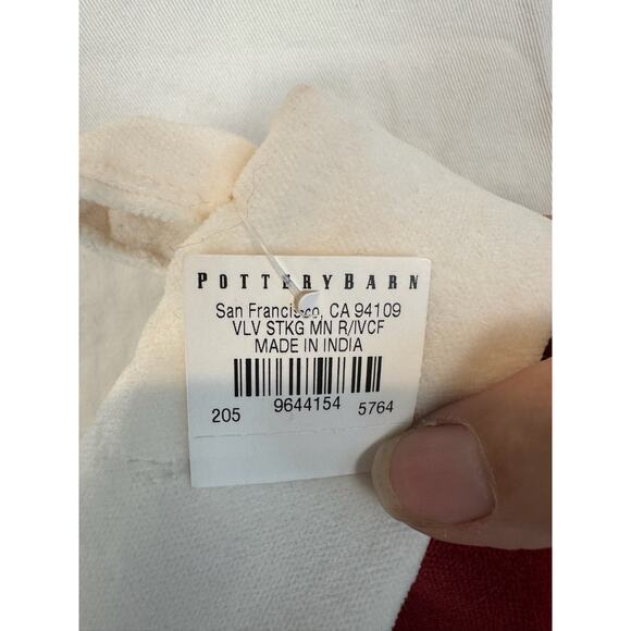 Pottery Barn Classic Velvet Christmas Elf Stocking "Mimi" Red Ivory Small - Picture 3 of 4